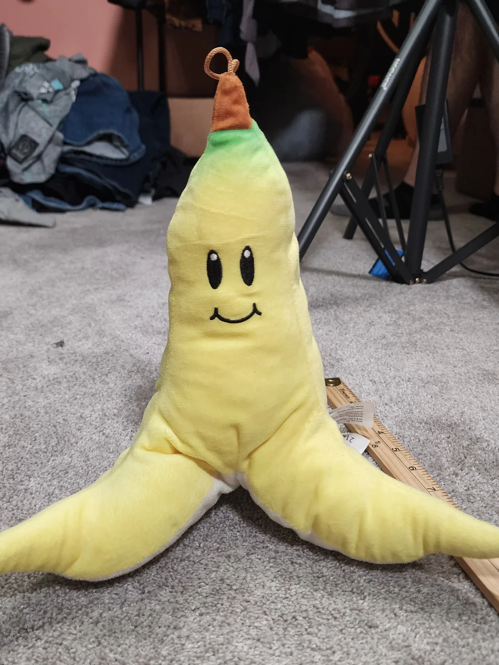 Smiling Banana Peel Plush Toy - Yellow